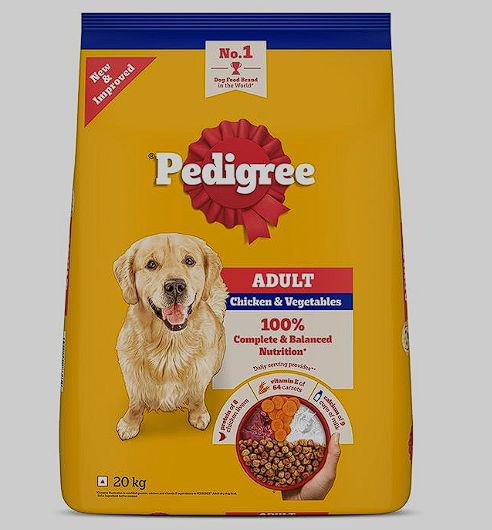 Pedigree Adult Dry Dog Food, Chicken & Vegetables, 20 kg, Contains 37 Essential Nutrients, 100% Complete & Balanced Food for Adult Dogs